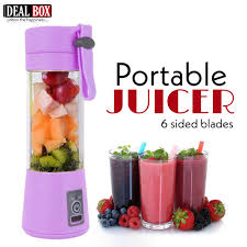 USB Rechargeable Juicer Blender 6 Blades Electric Blender Mini Portable Personal Size USB Rechargeable Mixer 380ml Food Grade Water Bottle Portable Fruit Juicer Machine (Double Click Start) By Bee To Door